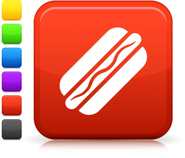 Hot dog ikona na čtvercové tlačítko internet — Stockový vektor