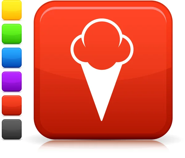Icecream icono en el botón cuadrado de Internet — Vector de stock