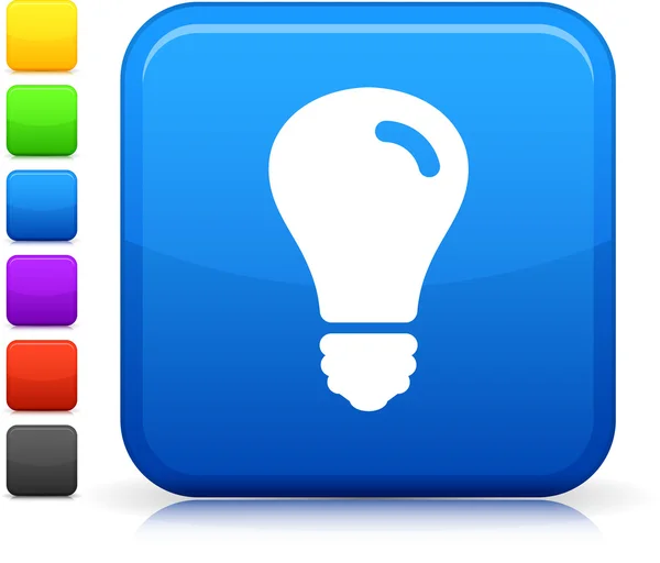 Lightbulb icon on square internet button — Stock Vector