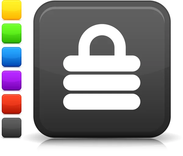 Icono de bloqueo de seguridad en el botón cuadrado de Internet — Vector de stock