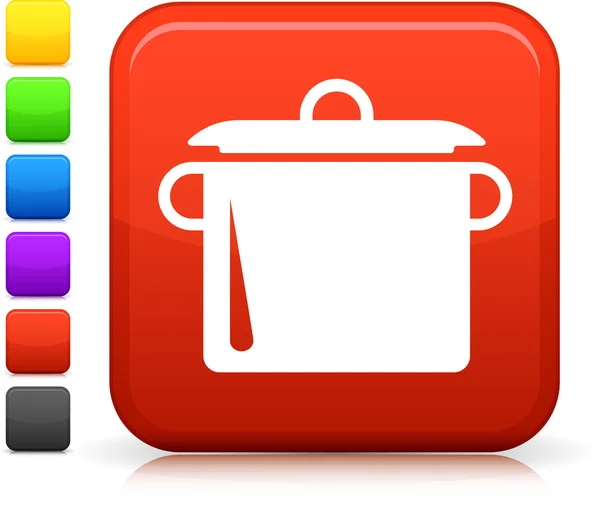 Ícone pote de cozinha no botão quadrado internet —  Vetores de Stock