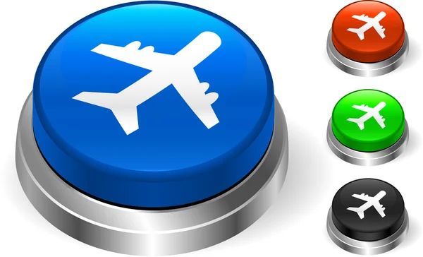 Airplane Icon on Internet Button — Stock Vector