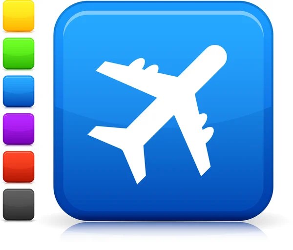 Icona dell'aeroplano sul pulsante quadrato internet — Vettoriale Stock