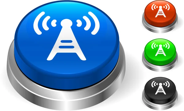 Radio Tower Icon on Internet Button — Stock Vector