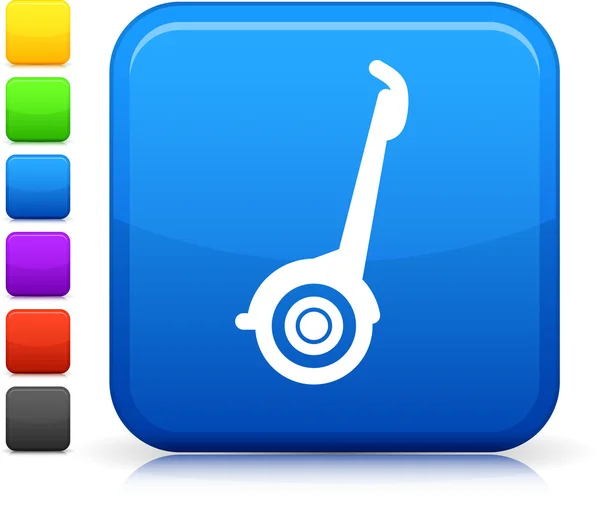 Icono de scooter en el botón cuadrado de Internet — Vector de stock