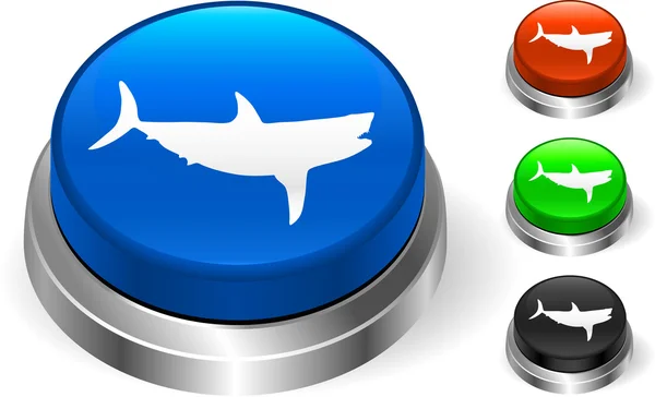 Ikon hiu pada tombol internet - Stok Vektor