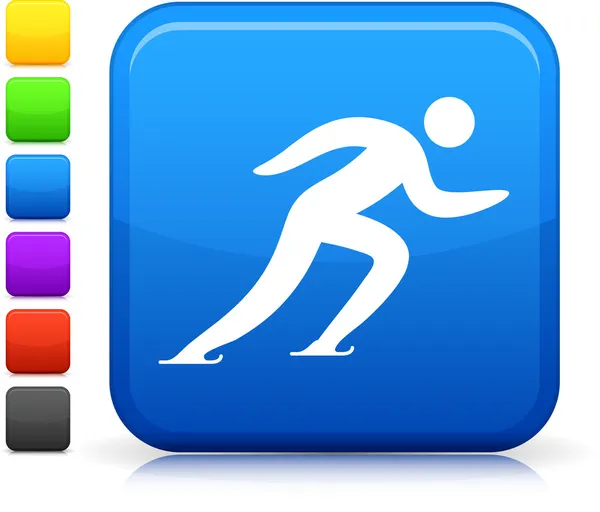 Eiskunstlauf-Ikone auf quadratischem Internet-Knopf — Stockvektor