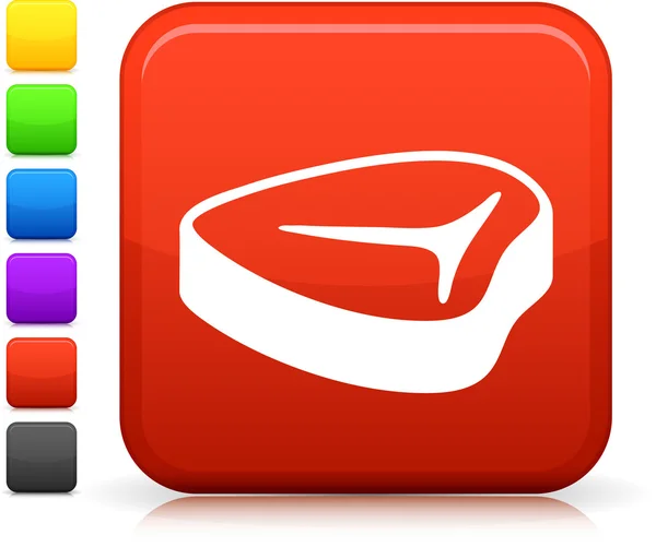 Icono de filete en el botón cuadrado de Internet — Vector de stock