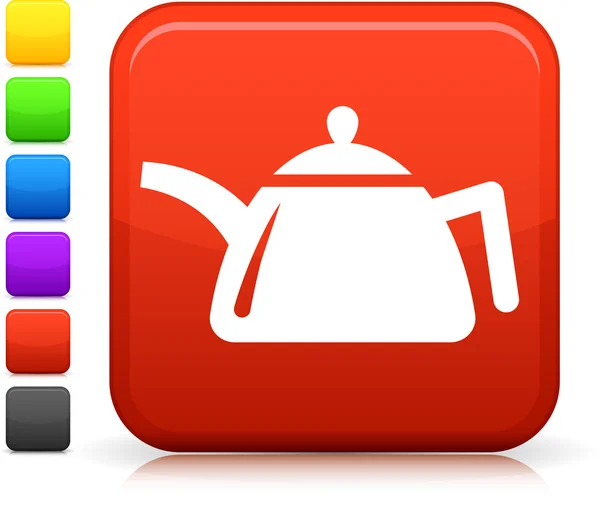 Teapot icon on square internet button — Stock Vector