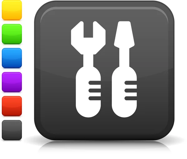 Outil de travail icône sur bouton internet carré — Image vectorielle