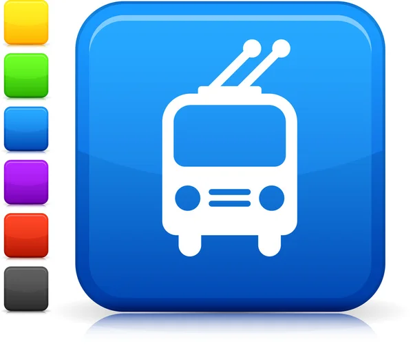 Ikona Trolejbus na placu internet przycisk — Wektor stockowy