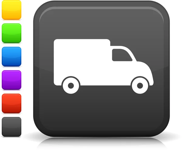 Delivery truck icon on square internet button — Stock Vector