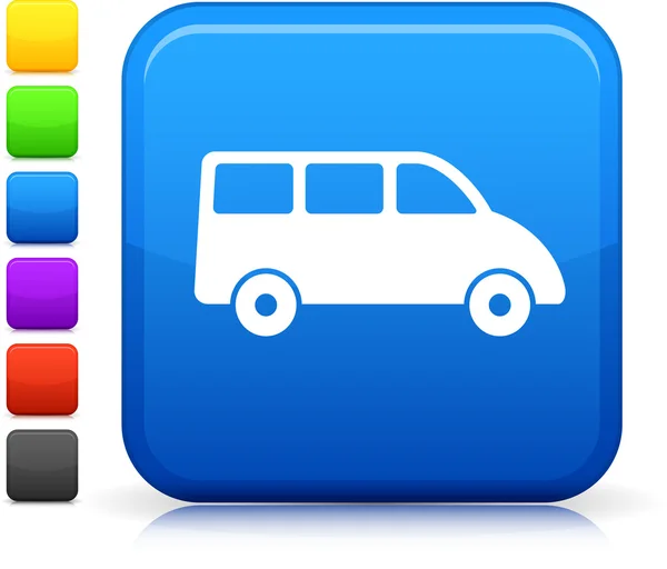 Mini icône Van sur bouton internet carré — Image vectorielle