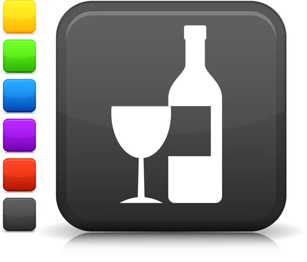 Ícone de vinho no botão quadrado internet — Vetor de Stock
