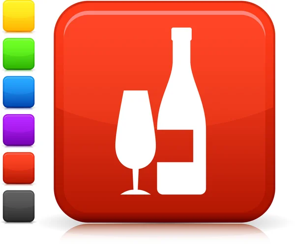 Ícone de champanhe no botão quadrado da internet — Vetor de Stock