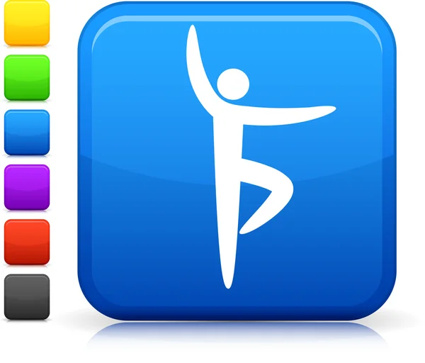 Yoga ikonen på torget internet-knappen — Stock vektor