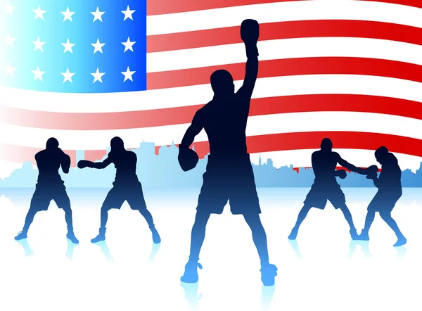 Fondo de boxeo patriótico americano — Vector de stock