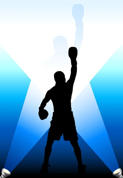 Boxing under the bright lights background — Stock Vector