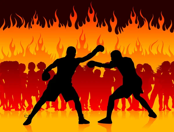 Boxeador campeonato en internet fuego fondo — Vector de stock
