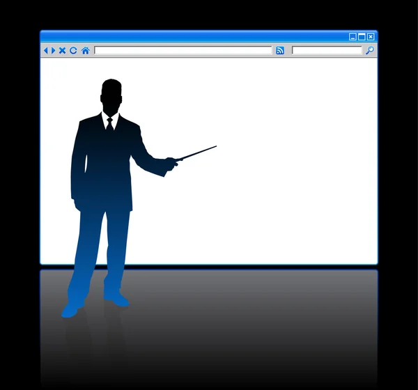 Бизнесмен на фоне веб-страницы браузера — стоковый вектор