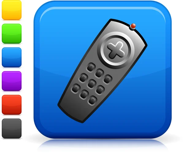 Remote control icon on square internet button — Stock Vector
