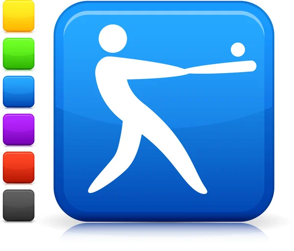 Baseball-Ikone auf quadratischem Internet-Knopf — Stockvektor