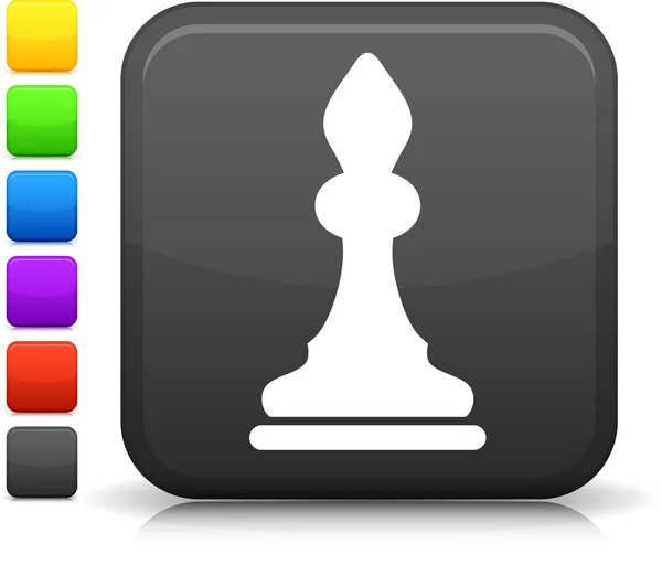 Chess bishop icon on square internet button — Stock Vector