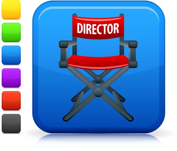 Directors chair icon on square internet button — Stock Vector
