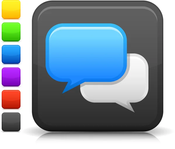 Icono de la sala de chat en el botón cuadrado de Internet — Archivo Imágenes Vectoriales