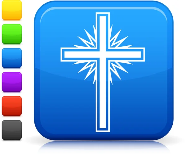 Icono de cruz en el botón cuadrado de Internet — Vector de stock