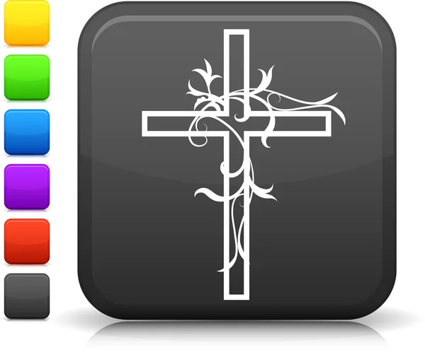 Ikona krzyż na placu internet przycisk — Wektor stockowy