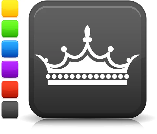 Icône couronne sur bouton internet carré — Image vectorielle