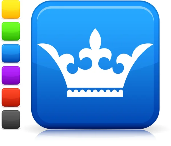 Icono de corona en el botón cuadrado de Internet — Vector de stock