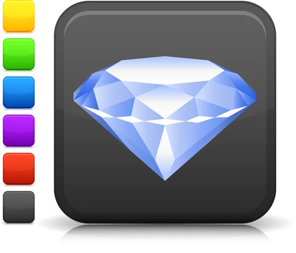 Icono de diamante en el botón cuadrado de Internet — Vector de stock