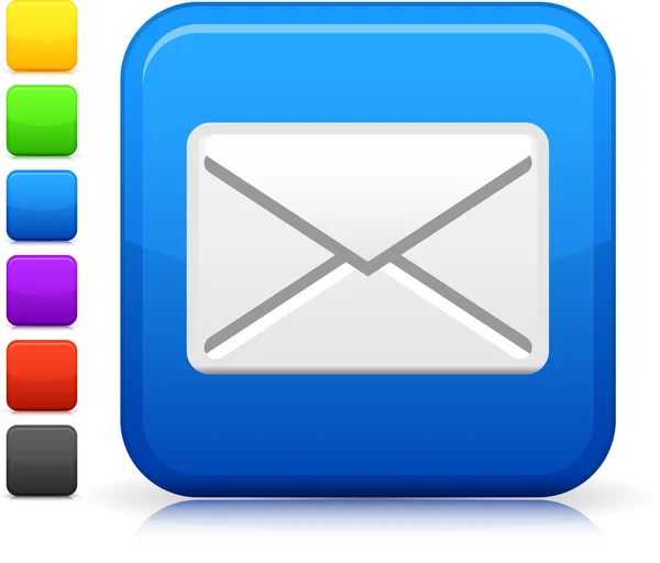 Ícone de e-mail no botão quadrado internet — Vetor de Stock