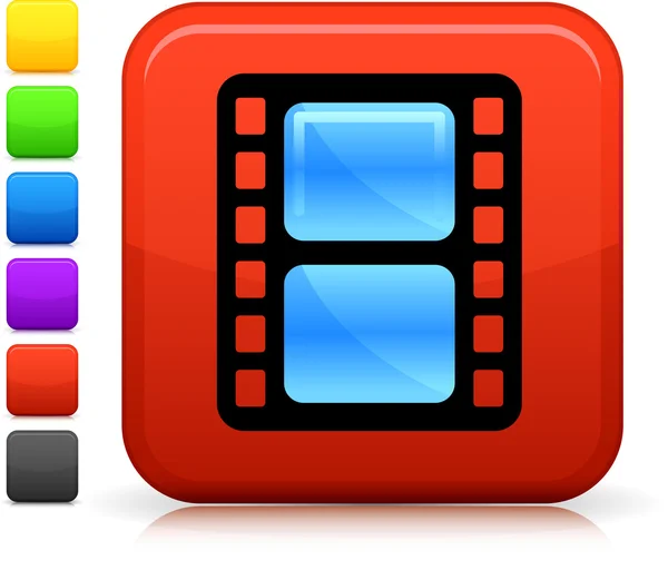 Film pictogram op vierkante internet knop — Stockvector