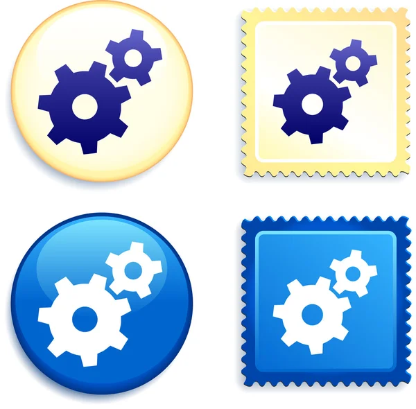 Internet Gear on Stamp and Button — Stock Vector