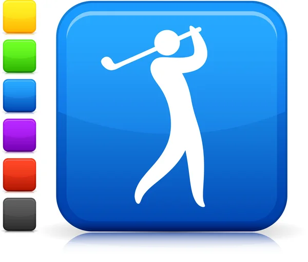 Icono de golf en el botón cuadrado de Internet — Vector de stock