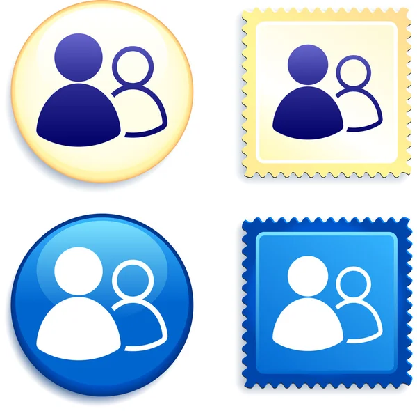 Groupes d'utilisateurs sur le bouton et le timbre — Image vectorielle