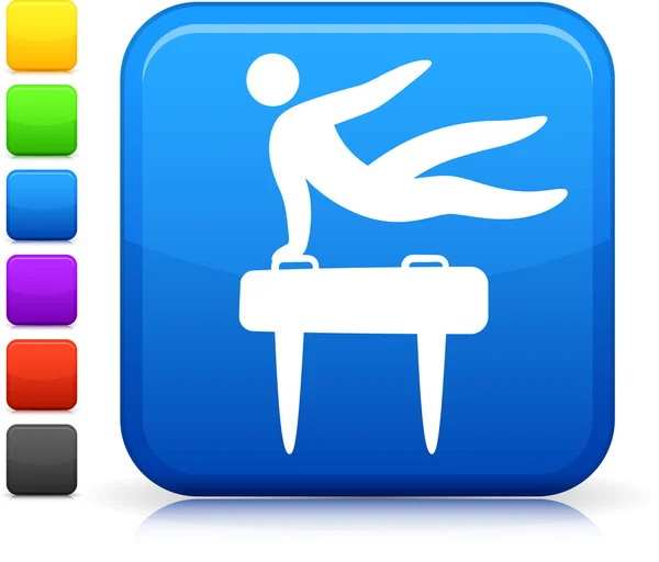 Icône de gymnastique sur le bouton internet carré — Image vectorielle