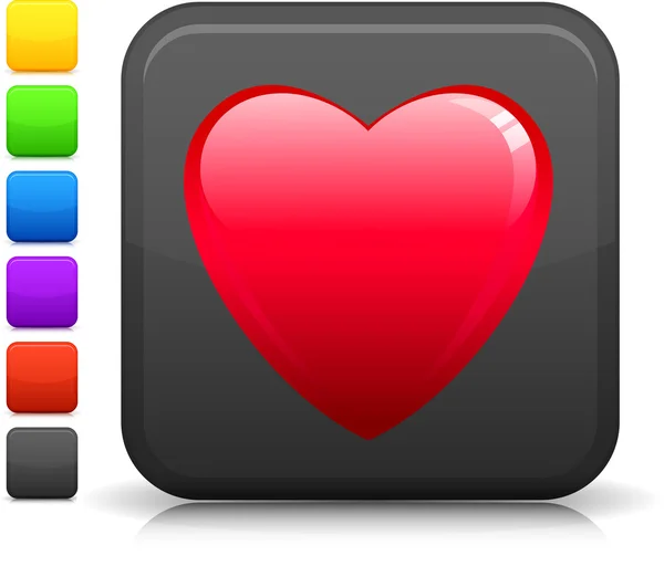 Αγάπη εικονίδιο στο τετράγωνο κουμπί internet — Διανυσματικό Αρχείο