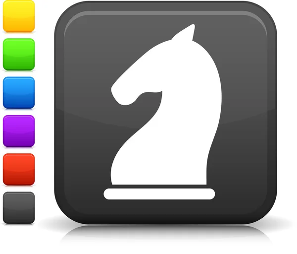 Ícone de cavaleiro de xadrez no botão quadrado da internet —  Vetores de Stock