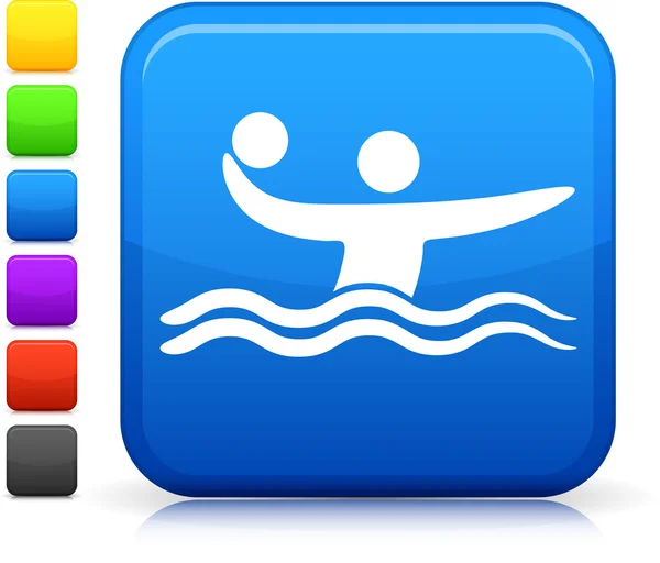 Polo de agua icono en el botón cuadrado de Internet — Archivo Imágenes Vectoriales