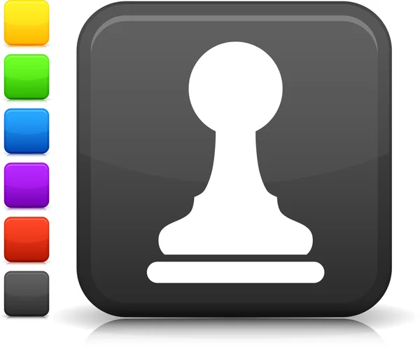 Значок шахового пішака на квадратній кнопці Інтернету — стоковий вектор