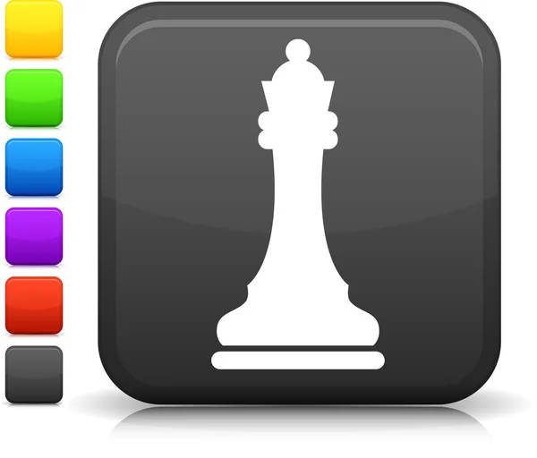 Ícone rainha de xadrez no botão quadrado internet — Vetor de Stock