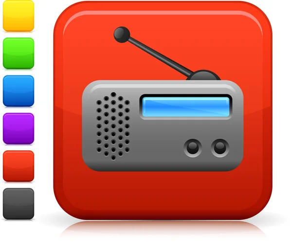 Ícone de rádio no botão quadrado internet — Vetor de Stock