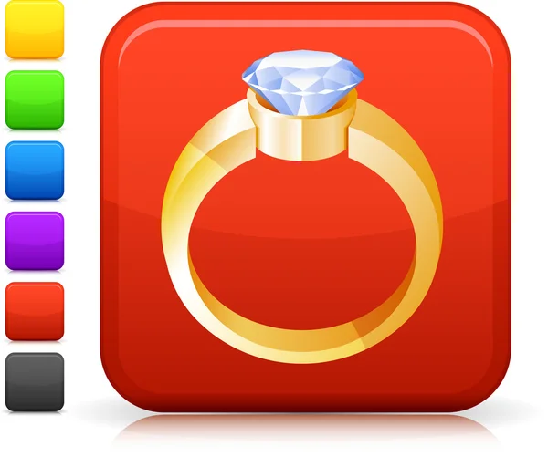 Diament pierścionek zaręczynowy ikona na placu internet przycisk — Wektor stockowy