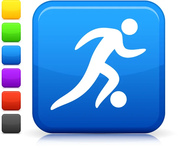 Football, icône du football sur le bouton internet carré — Image vectorielle