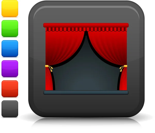 Ikona scenie teatru na placu internet przycisk — Wektor stockowy