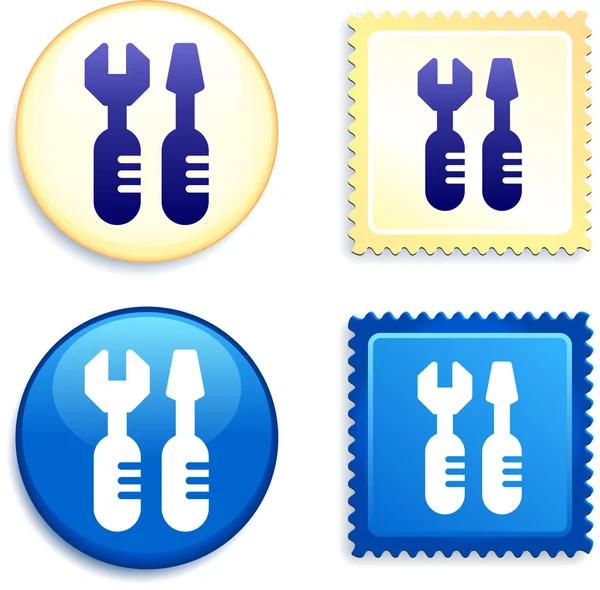 Outils sur timbre et bouton — Image vectorielle